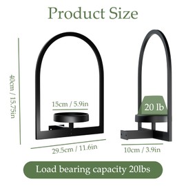 Vexercisehoop 2 Pack Wall Planter for Indoor Plants, Metal Framed Plant Holder, Window Plant Stand, Wall Hanging Plant Shelf for Living Room Balcony Patio, W/LED Light Strip (Arch (2Pack))