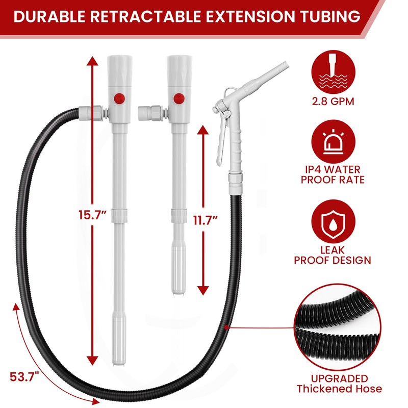 anngrowy Portable Transfer Pump Battery-Powered Stick Fuel Transfer Pump with