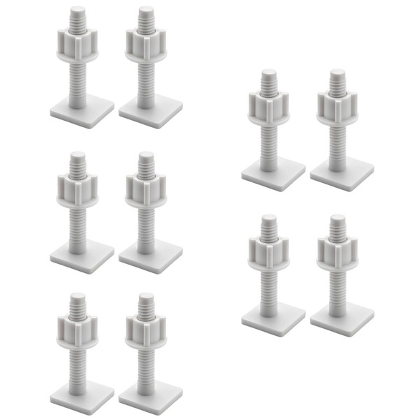 10 White Toilet Seat Screws, Stainless Steel and PP Material,