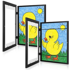 [2 Pack] Kids Art Frames, 10x12.5 Front Opening Kids Artwork Frames Changeable, Displays 8.5x11 With Mat and 10x12.5 Without Mat, Holds 50 Pcs, for 3D Picture, Crafts, Hanging Art, Portfolio Storage