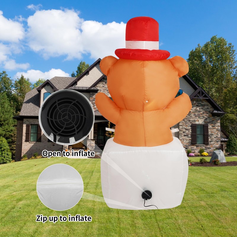InfleasJoiy 4FT Outdoor Inflatable Decoration with LED Lights, Holiday Celebration