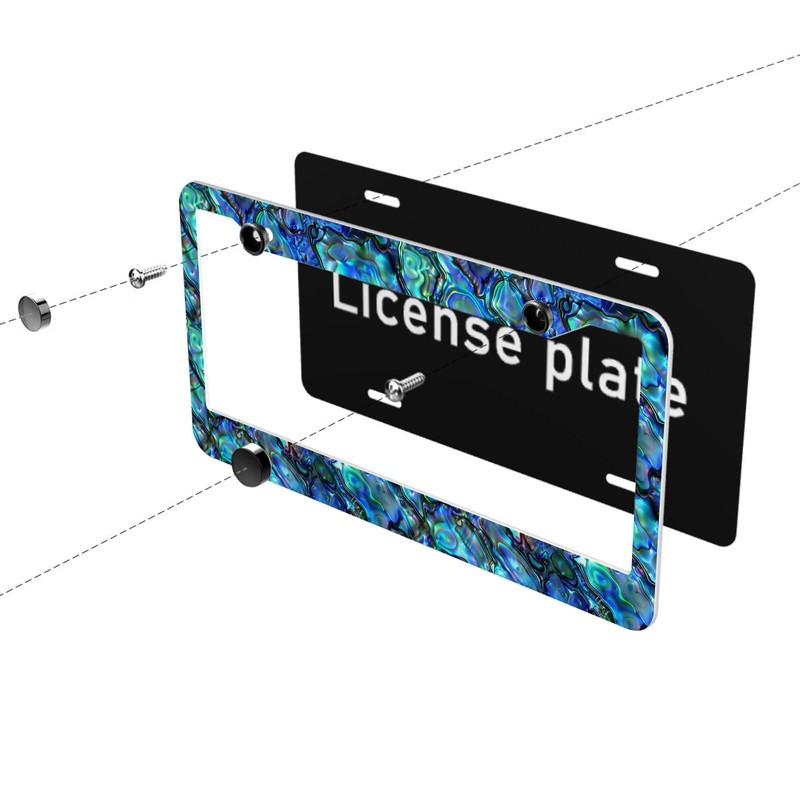 Faux Abalone License Plate Frame Abstract Blue License Plate Frames