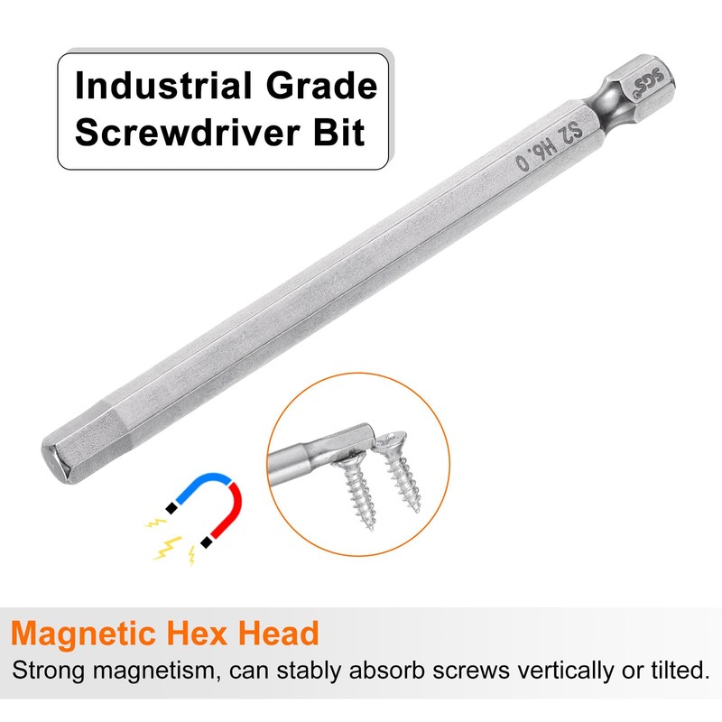 sourcing map Hex Head Wrench Drill Bit 6mm (H6) Metric