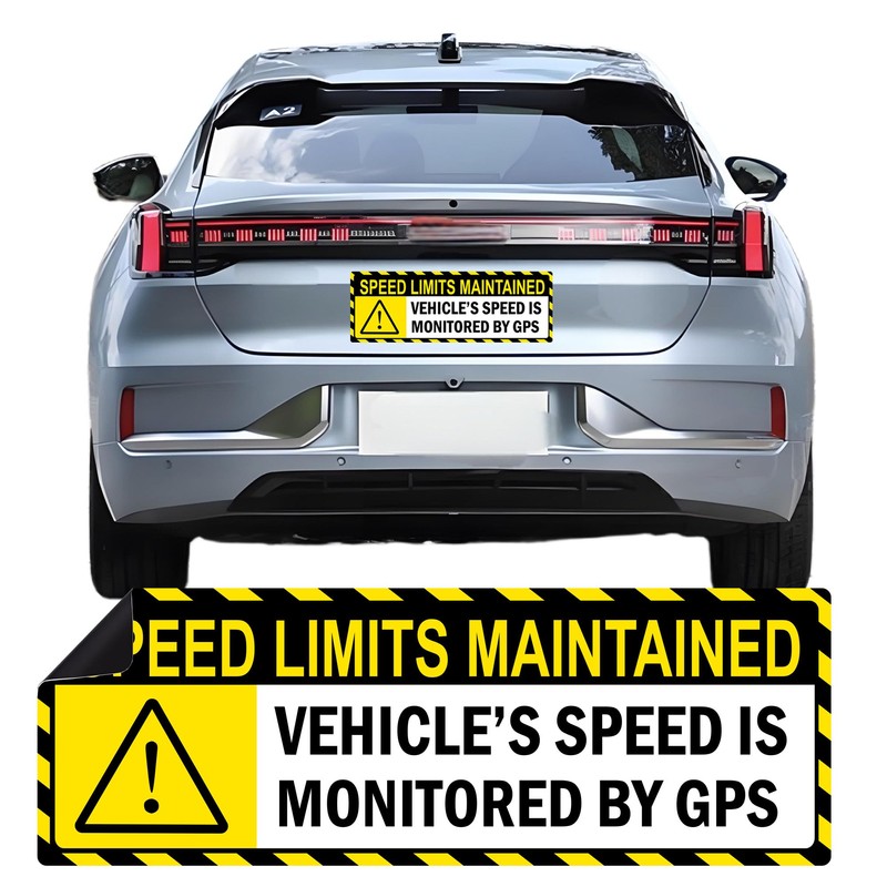 Yellow Vehicle Speed Monitored by GPS Vinyl Magnet Label 10"x3.5"