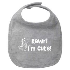 Huuraa Unisex Latz T-Rex I`m cute Geschenk Heather Grey Bio Baumwolle T-Rex Babykleidung
