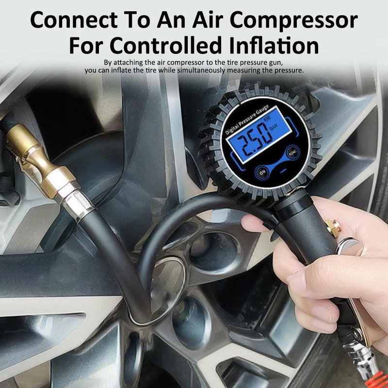 Eacam Digital Tire Pressure Gauge with Inflator, 180 PSI Air