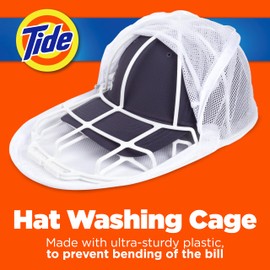 Tide Hat Washing Cage – Baseball Cap Cleaner for Washing Machine & Dishwasher – Protects Shape & Structure – Durable Plastic Hat Frame for Easy Cleaning & Storage – White – 9.4" x 13.3" x 5.1"