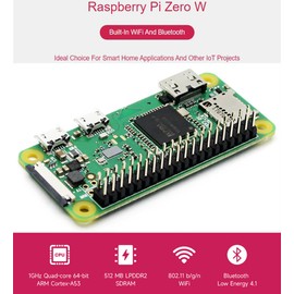 Zero WH Package Comes with RaspberryPi Zero W with 40PIN Pre-Soldered GPIO Headers +Mini HDMI to HDMI Adapter +Micro USB OTG Cable, Built-in WiFi and Bluetooth