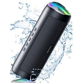 Deeyaple Bluetooth Speaker, Portable Speaker with Lights, IPX5 Waterproof, HD Sound, Up to 20H Playtime, TWS Pairing, BT5.3, for Home/Party/Outdoor/Beach, Electronic Gadgets, Birthday Gift - Black