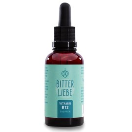 BitterLiebe - Vitamin B12 Tropfen hochdosiert - 500µg B12 pro Tagesdosis - doppelt aktiv mit Methylcobalamin und Adenosylcobalamin - unterstützt die Blutbildung * und das Nervensystem *