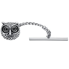 Men's Tie Pin with Chain Interesting Animal Shape Tie Tacks for Men Necktie Accessory (Owl Head Tie Tack Pins Gun Color)