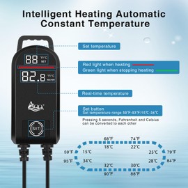 AQQA Aquarium Heater,300W 500W 800W 1000W 1200W Fish Tank Heater,59℉-93℉ Submersible Intelligence Aquarium Heater with Over-Temperature Dry Burning Protection (300W (for 40-75 Gallon))