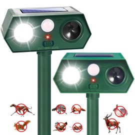 2Pack Solar Ultrasonic Animal Repellent Cat Outdoor Solar Animal Repeller with Motion Sensor&LED Flashlight Deer Repellent Devices to Scare Raccon Fox Rabbit Squirrel Skunk 2025
