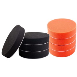 Sponge Buff Car Wash 125mm Electric Polisher Polishing Sponge Urethane Buff For Car Polishing Waxing Sponge Buff Polishing Buff Polisher Buff Flat Sponge Magic Tape Style 8-Piece Set (Black + Orange)