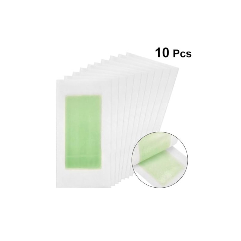 10 Piezas Papel Depilatorio de Cera Doble Cara Verde