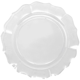 DecorLine Luxurious Scallop Collection Clear Dinner Plates - 10" (Pack of 10) - Elegant Design & Premium Quality - Perfect For Upscale Dining & Special Occasions