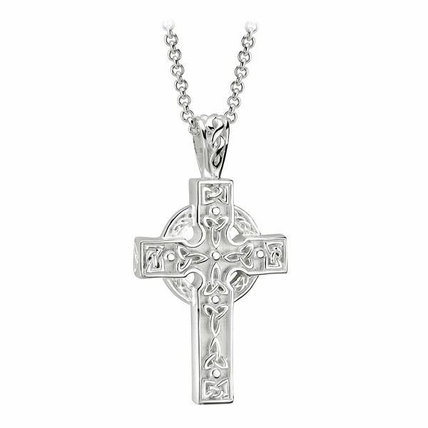 Solvar Celtic Cross Necklace Trinity Knot Sterling Silver Irish Made
