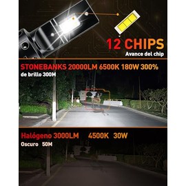 StoneBanks H13 9008 LED Kit de Focos para Auto,20000LM 180W 300% Brillo