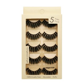 VwyuEgg False Eyelashes, 3D Mink Hair Eyelashes, 5 Pairs, 5 Style, Pure Handmade with Natural Black with Invisible Band, Reusable (Mega-nice)