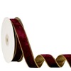 1 Inch Burgundy Velvet Ribbon with Golden Back,2.5cm x 10