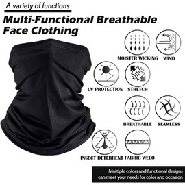 6 Pieces Summer UV Protection Neck Gaiter Scarf Cooling Breathable Face Cover Scarf (Black)