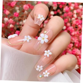 Gatuida 6 Boxes Resin Flower Nail Charms Elegant Nail Art Accessories Set for Women for DIY Manicure Crafts Decorations Variety of Colors White Yellow Purple Blue Pink Green