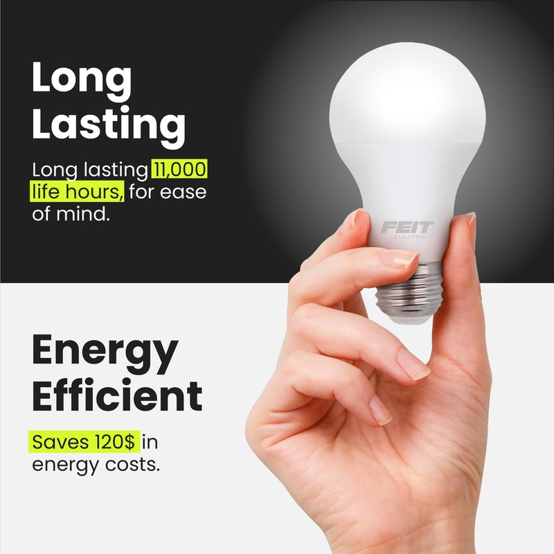 Feit Electric A19 LED Light Bulbs, 60W Equivalent, Non Dimmable,