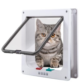 TKOOFN Pet Mate 4 Way Locking Cat Door Cat Flap Pet Door FREE RUN DOOR white Size:Small