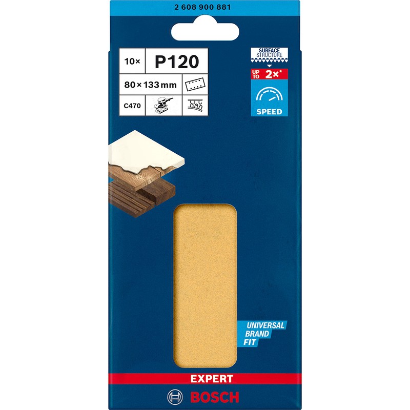 Bosch Professional 10x Expert C470 Sandpaper (for Hardwood, Paint on