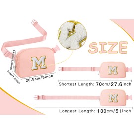 COSHAYSOO Pink Belt Bag Small Waist Fanny Pack Mini Crossbody Purse with Initial Letter for Teen Girl Women Travel Accessory Easter Birthday Gift, Cross Body Chest Pouch Preppy Christmas Stuff M