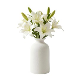 White Matte Ceramic Bud Vase, 5" Small Minimalist Vase for Home Decor