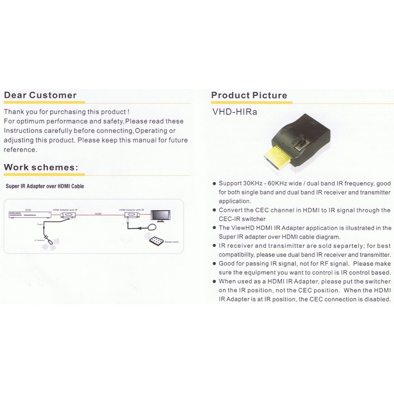 ViewHD HDMI IR Extender Adapter