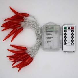 Dreamworth Red Chili String Lights,10ft 20 LED Chili String Lights Battery Operated Remote Contol Fairy Lights for Wedding, Chinese New Year,Spring Festival,Party Decoration,Christmas