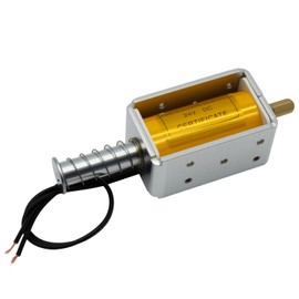 TOMSHIELE DC24V Linear Solenoid，35mm Stroke Push-Pull Solenoid Electromagnet，24V Electric Magnet，Long Stroke Small Electromagnetic Solenoids for DIY Projects and Automation（Wiring Connecting）