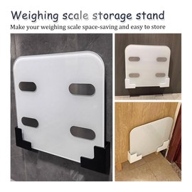 MOYEE 4Pcs Smart Space Saving Wall Mount Scale Holder Self-Adhesive Universal Bracket for Bathroom Home Gym Kitchen Scales No-Drill Space Weight Scale Organizer