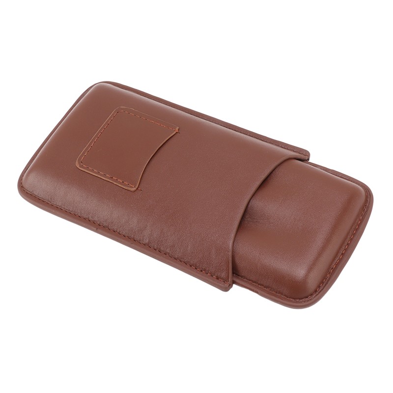Leather Cigar Case Portable 3 Finger Cigar Humidor Carrying Case