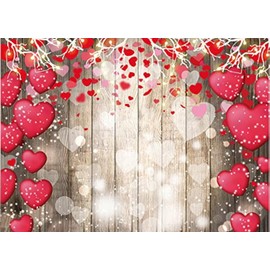 CHAIYA 10x8ft Valentine's Day Photography Backdrop Rustic Wood Red Love Heart Background for Valentine's Day Wedding Bridal Shower Anniversary Romantic Lover Party Decor Banne