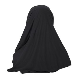 Women's Hijab Scarf Solid Long Scarf One-piece Muslim Hijab Islamic Headscarf for Women Girls Silky Cotton Shawl Wrap Versatile Head Cover Instant Scarf 3 Layers Cross-Brim Turban Cap (Black)