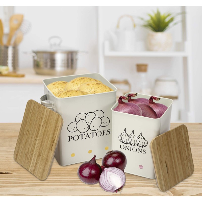 Xbopetda Potato Onion Storage Bin, Kitchen Storage Canister Set of