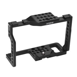 Andoer G85 Aluminum Alloy Camera Cage with Many 1/4" and 3/8" Mounting Holes 2 Cold Shoe Socket for Panasonic G85/G80 ILDC Camera to Mount Microphone Monitor Video Light Tripod