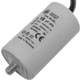 Lumonic Start-up capacitor 416.10.24 B [incl. cable 35cm] | motor capacitor 18µF 425V 40x70mm I capacitor in insulated plastic housing