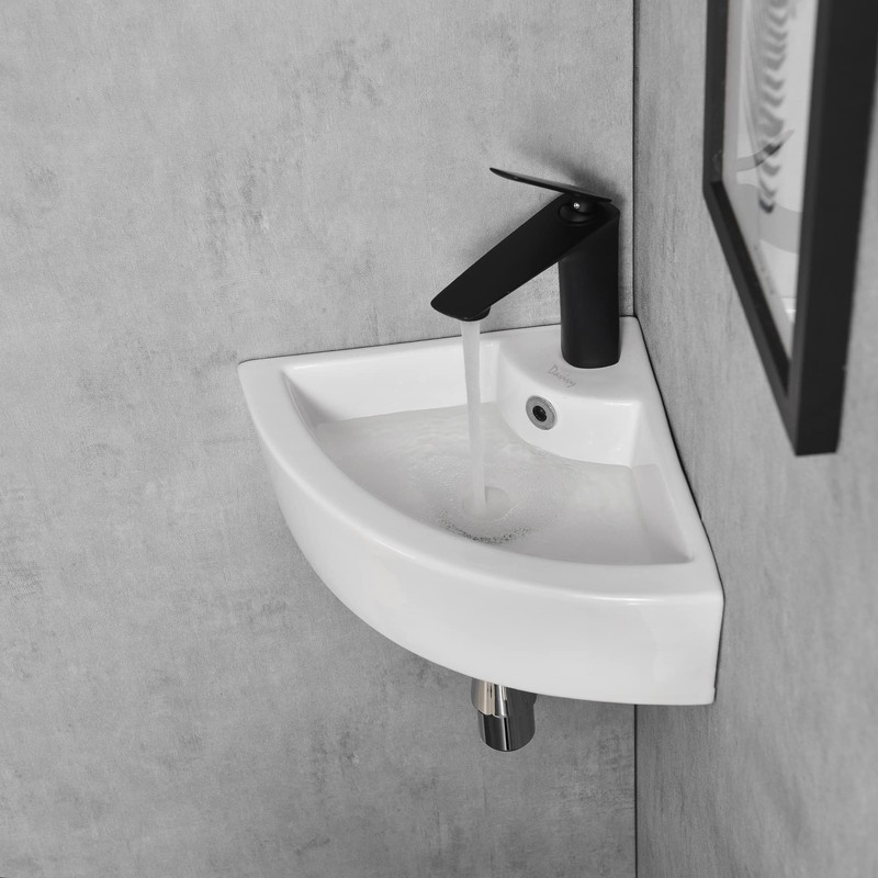 Davivy 18" x 13" Corner Bathroom Sink - White Ceramic