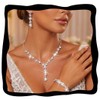 Aukmla Rhinestone Wedding Prom Jewelry Sets Silver Diamond Necklaces and