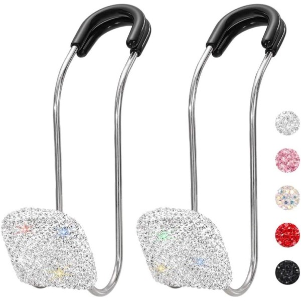 NoBrand Car Headrest Hooks Bling Car Accessories Rhinestones Universal Auto