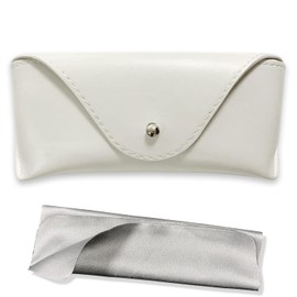 LogHog - Funda de piel portátil para anteojos de sol, funda delgada para mujeres y hombres, funda horizontal para anteojos, Blanco, M 码（中码）