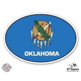 GT Graphics Oklahoma State Flag Oval - 8" Vinyl Sticker - for Car Laptop I-Pad - Waterproof Decal