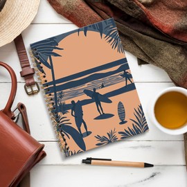 JRTW Summer Coastal Beach Notebook Journal, Tropical Ocean Beachy Journal, Beach Lovers Gifts Notebooks for Note Taking, Surfer Gifts Spiral Notebook 5.5x8.3 Inch