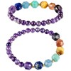 Nupuyai 7 Chakra Amethyst Healing Crystal Bracelet for Women Men,