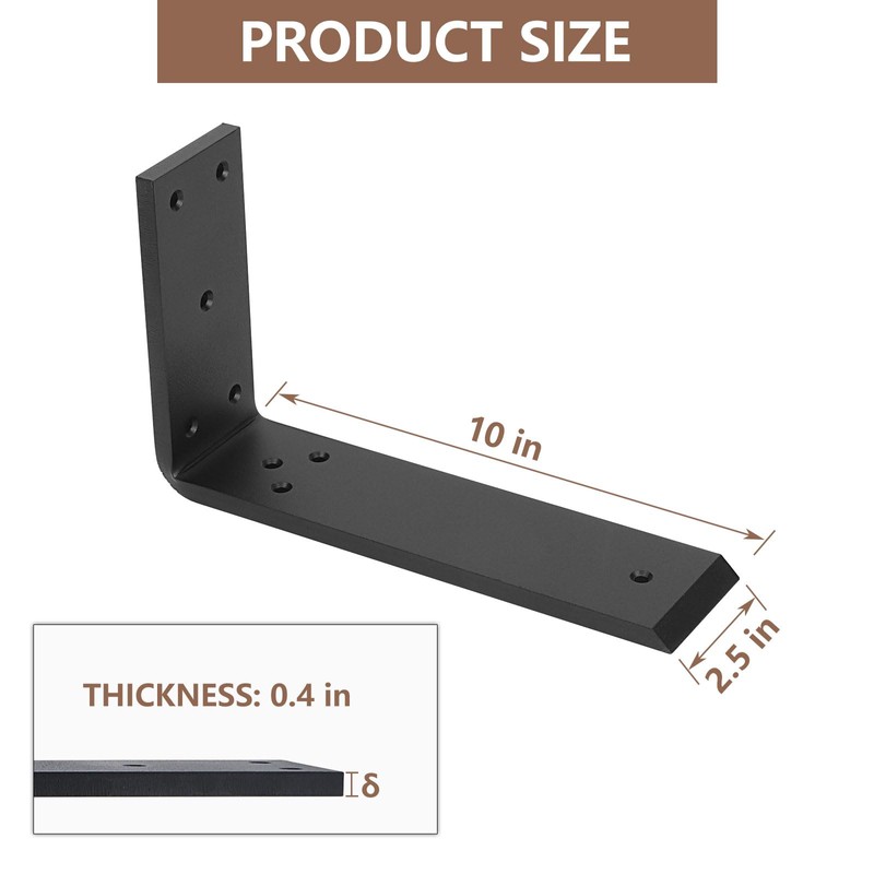 LCGP Countertop Support Brackets, 3-Pack 10" Solid Heavy Duty Steel