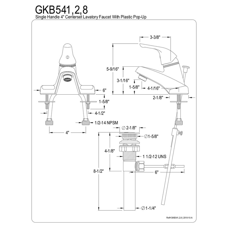 Kingston Brass GKB542 Chatham 4" Centerset Bathroom Faucet, Polished Brass,